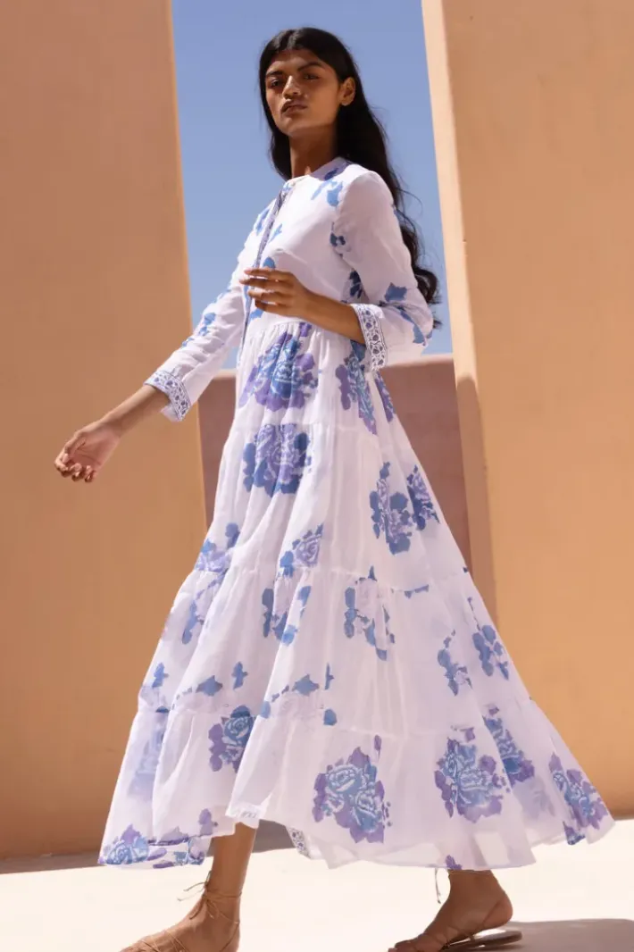 3/4 Button Maxi- Portofino Blue Maxis|Dresses