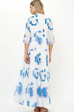 3/4 Button Maxi- Portofino Blue Maxis|Dresses