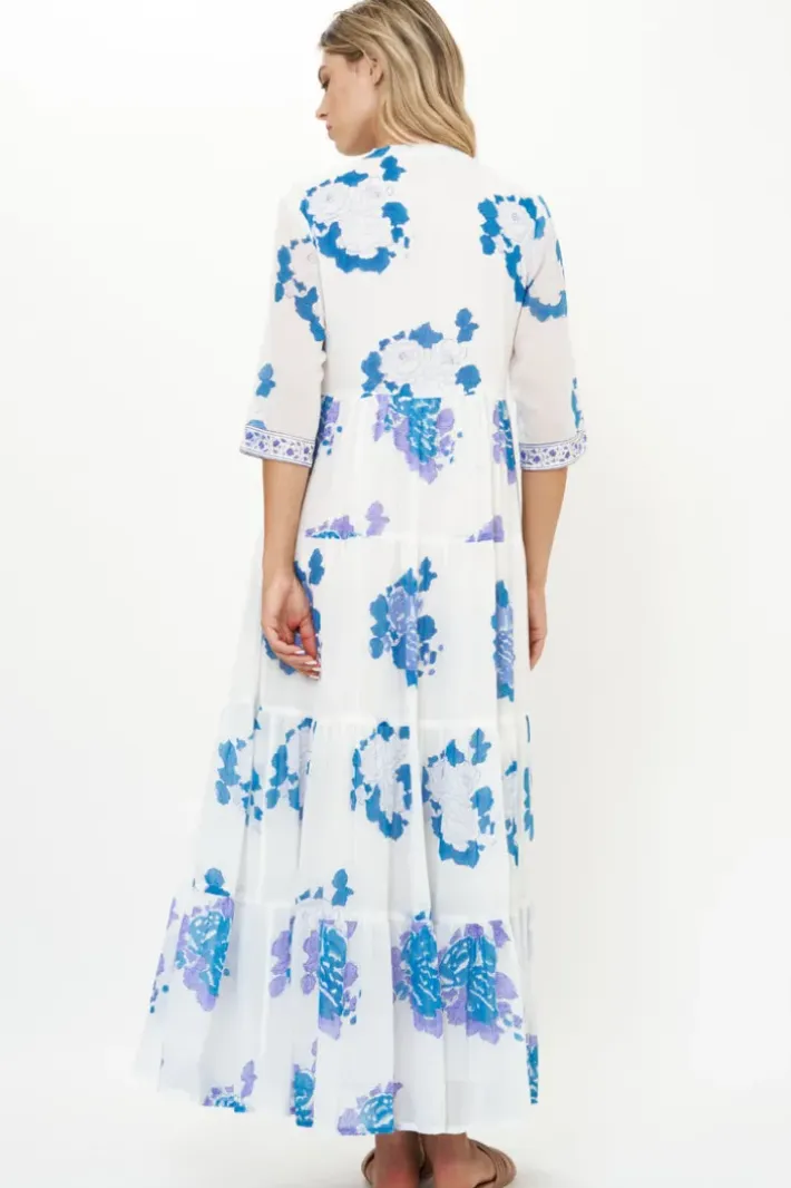 3/4 Button Maxi- Portofino Blue Maxis|Dresses