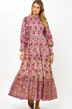 Hot 3/4 Smocked Top Maxi- Matera Pink Maxis