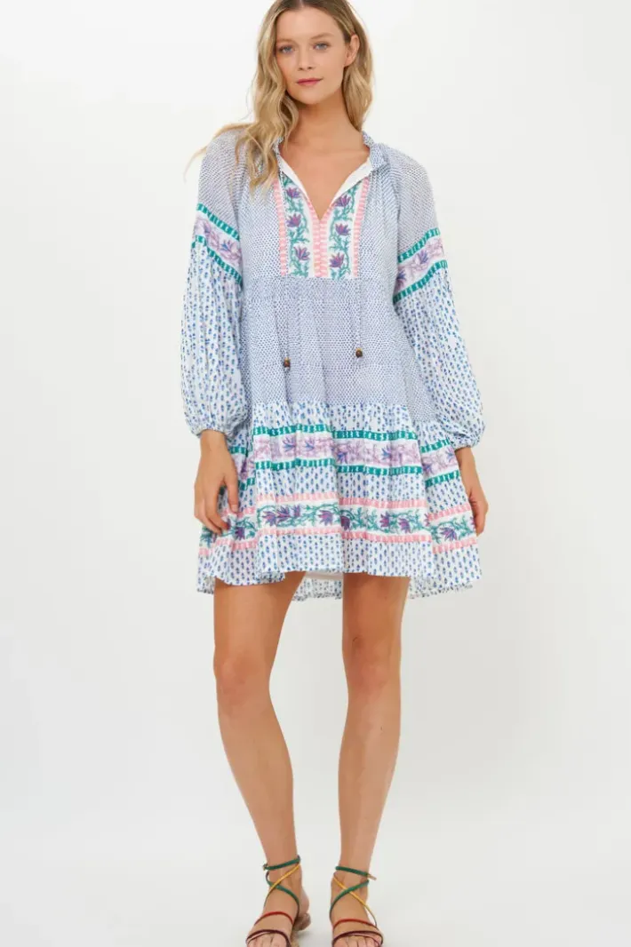 New Balloon Sleeve Short- Jungi Blue Short & Mini Dresses|Dresses
