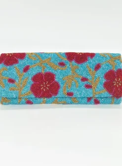 Hot Beaded Clutch- Carolina Aqua Accessories|Bags