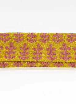 Hot Beaded Clutch- Fern Pink Yellow Accessories|Bags