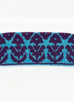 Discount Beaded Clutch- Marigold Purple Aqua Accessories|Bags