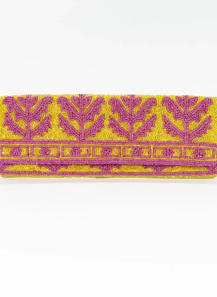 Online Beaded Clutch- Marigold Yellow Accessories|Bags