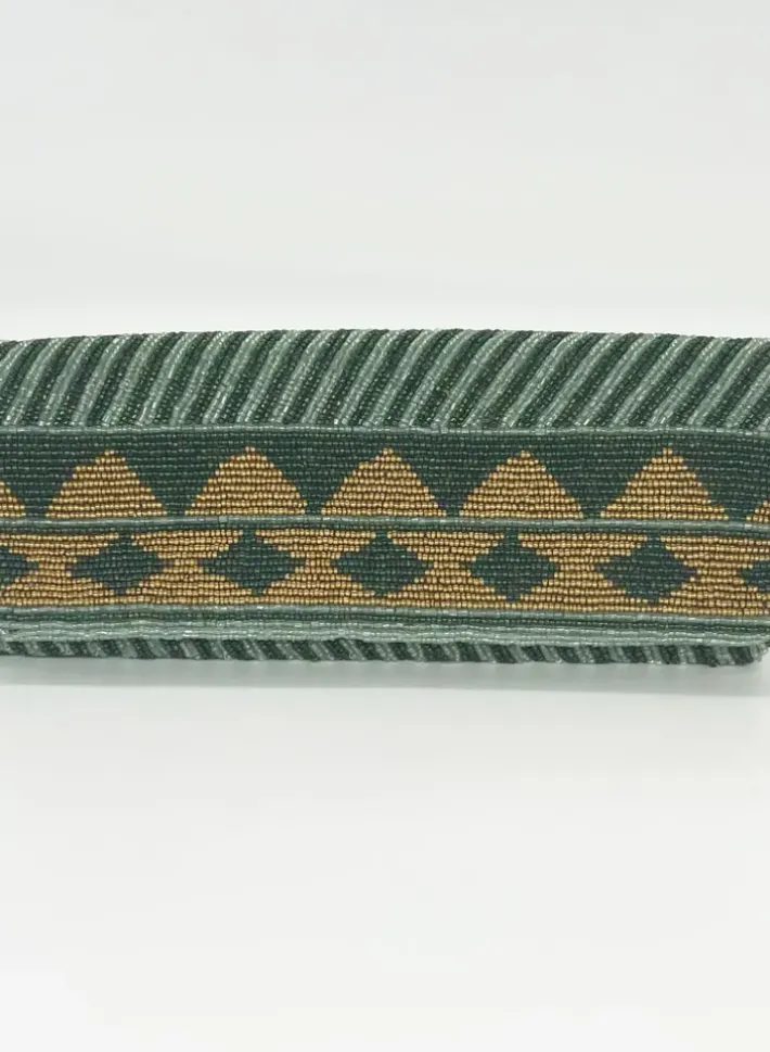 Online Beaded Clutch- Mezcal Green Gold Accessories|Bags