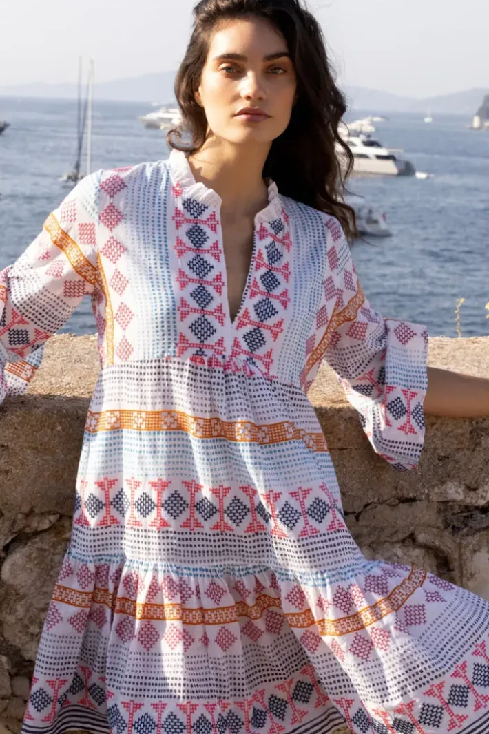 Bell Sleeve Tiered Mini- Casablanca Multi Short & Mini Dresses|Dresses