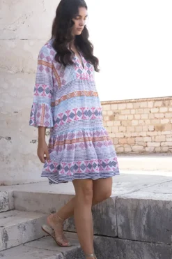 Bell Sleeve Tiered Mini- Casablanca Multi Short & Mini Dresses|Dresses