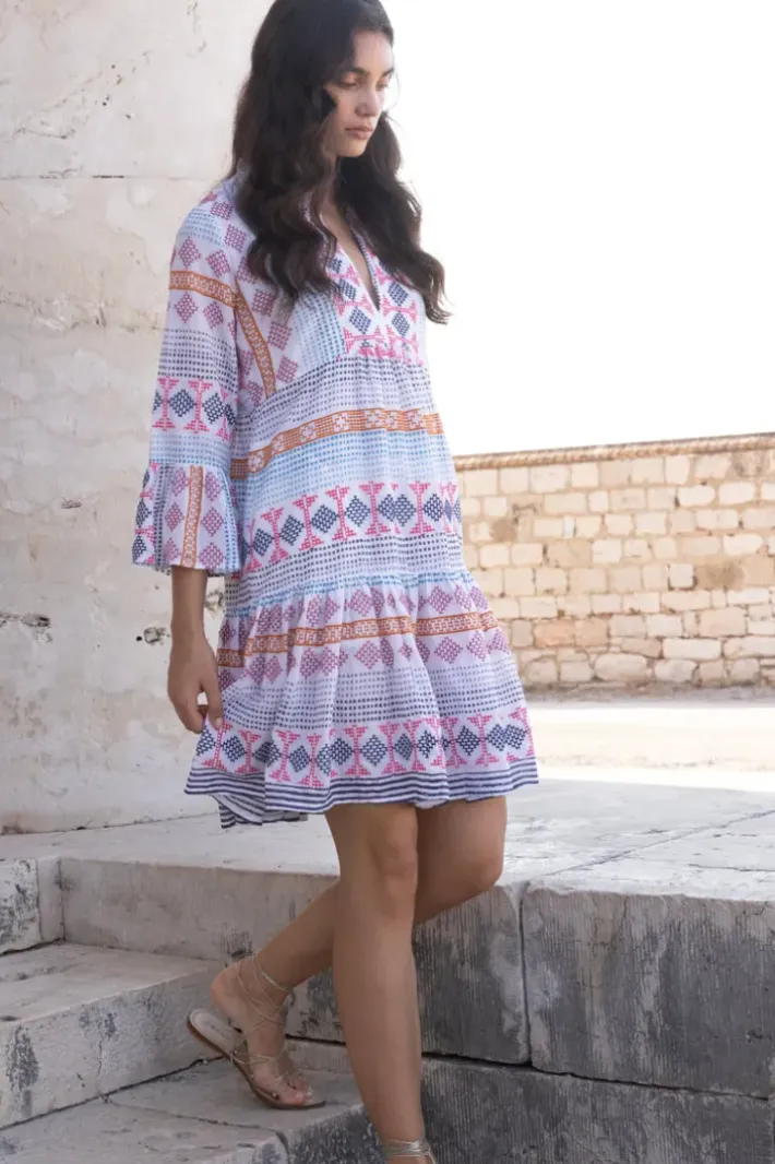 Bell Sleeve Tiered Mini- Casablanca Multi Short & Mini Dresses|Dresses