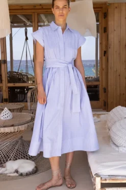 Best Belted Shirt Dress- Chatham Blue Maxis|Dresses