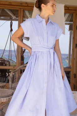 Best Belted Shirt Dress- Chatham Blue Maxis|Dresses