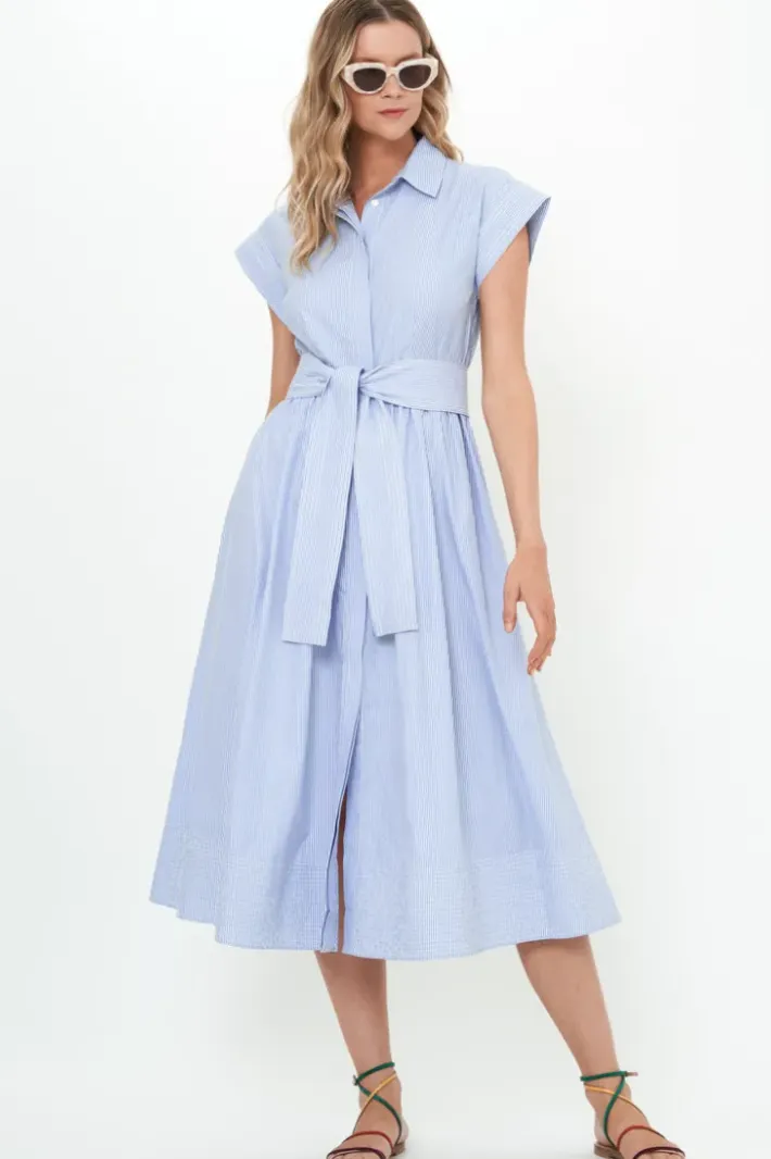 Best Belted Shirt Dress- Chatham Blue Maxis|Dresses