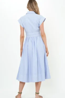 Best Belted Shirt Dress- Chatham Blue Maxis|Dresses