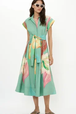 Best Belted Shirt Dress- Hibiscus Sage Maxis|Dresses