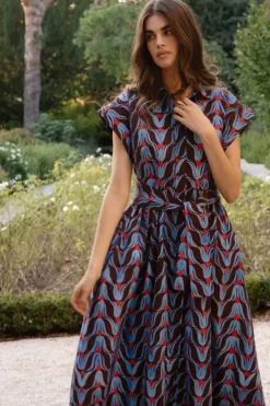 New Belted Shirt Dress Midi- Tulip Red Midis