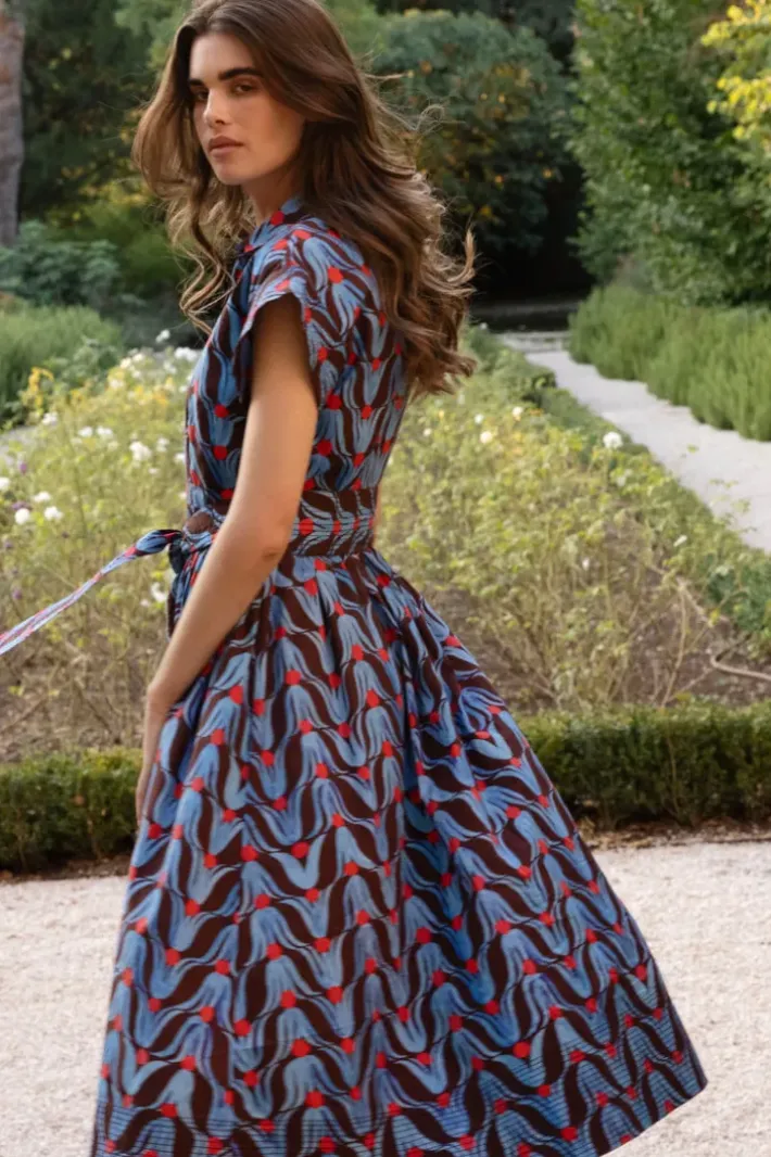 New Belted Shirt Dress Midi- Tulip Red Midis