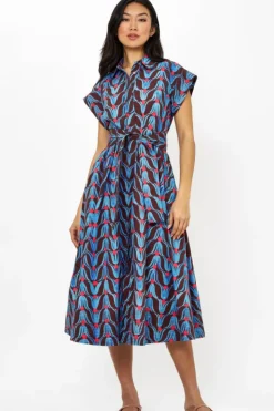 New Belted Shirt Dress Midi- Tulip Red Midis