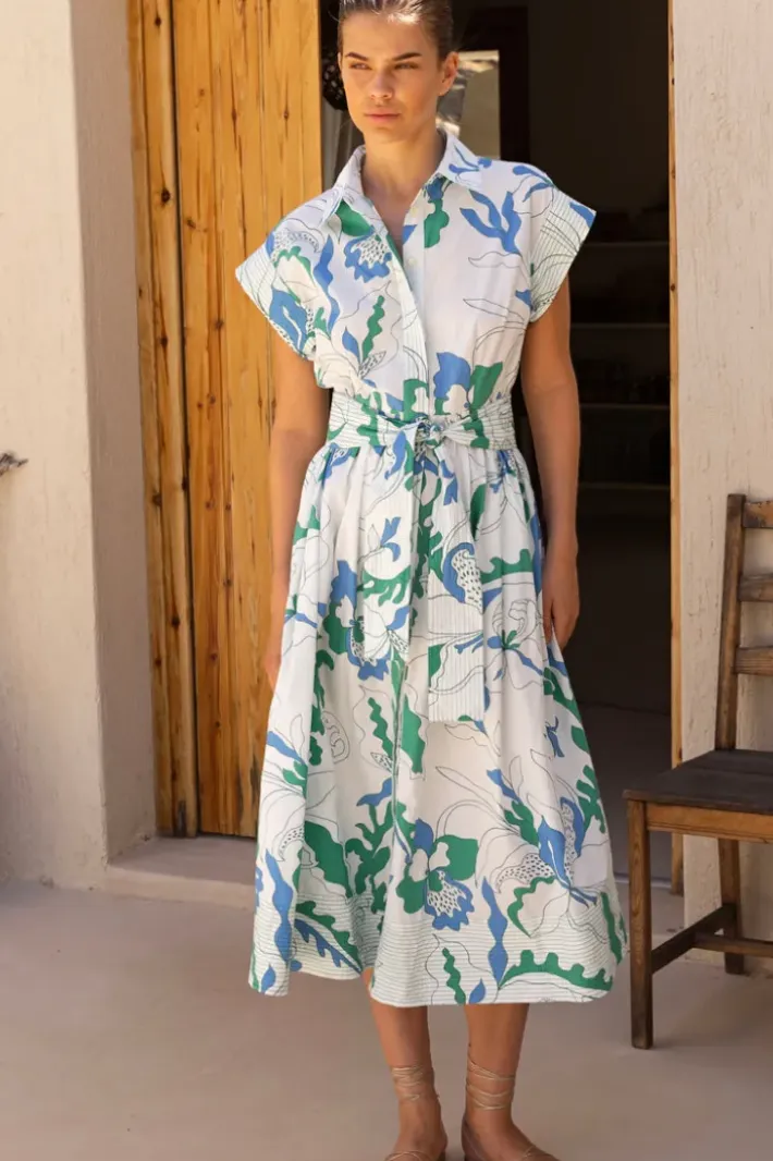 Discount Belted Shirt Dress- Orchid Green Maxis|Dresses