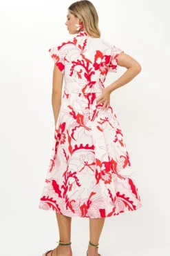 New Belted Shirt Dress- Orchid Red Midis|Maxis