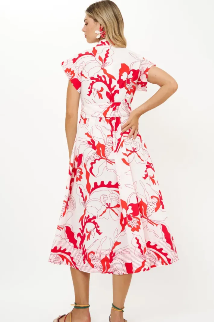 New Belted Shirt Dress- Orchid Red Midis|Maxis