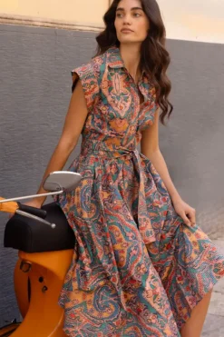 Hot Belted Shirt Dress- Persia Aqua Maxis|Dresses
