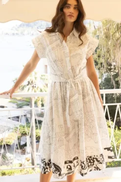 Belted Shirt Dress- Roma White Maxis|Dresses