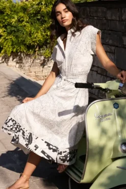 Belted Shirt Dress- Roma White Maxis|Dresses
