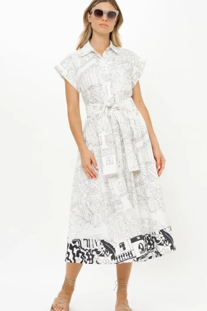 Belted Shirt Dress- Roma White Maxis|Dresses