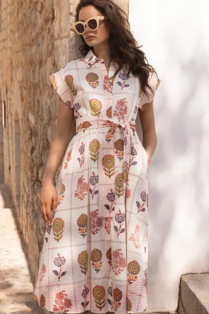 Outlet Belted Shirt Dress- Taormina Cream Maxis|Dresses