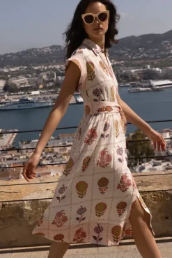 Outlet Belted Shirt Dress- Taormina Cream Maxis|Dresses