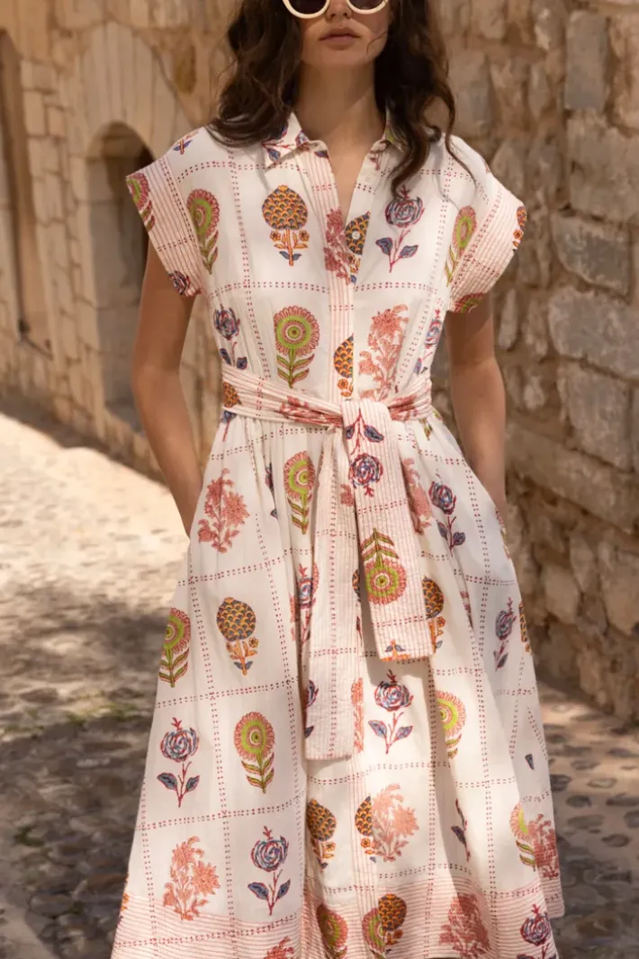 Outlet Belted Shirt Dress- Taormina Cream Maxis|Dresses