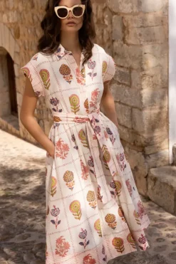 Outlet Belted Shirt Dress- Taormina Cream Maxis|Dresses