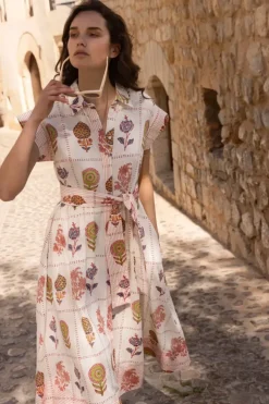 Outlet Belted Shirt Dress- Taormina Cream Maxis|Dresses