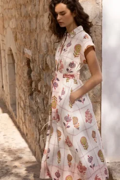 Outlet Belted Shirt Dress- Taormina Cream Maxis|Dresses