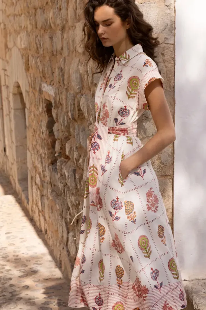 Outlet Belted Shirt Dress- Taormina Cream Maxis|Dresses