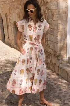 Outlet Belted Shirt Dress- Taormina Cream Maxis|Dresses