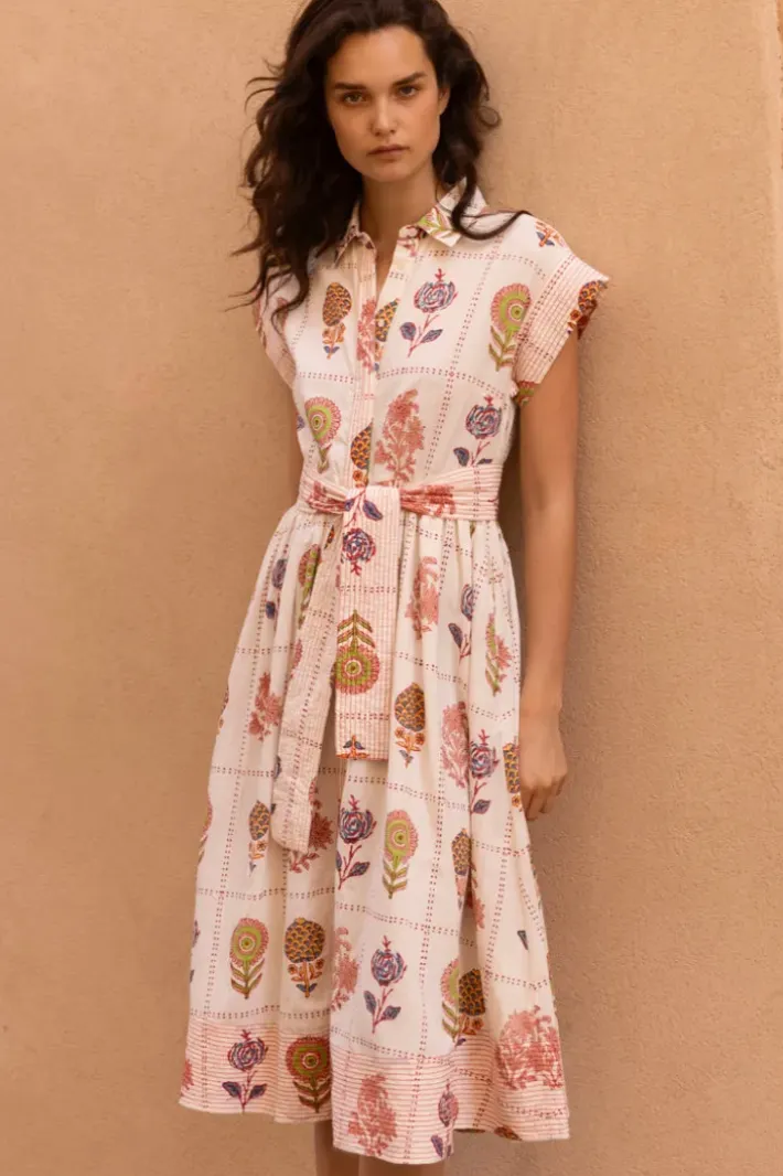 Outlet Belted Shirt Dress- Taormina Cream Maxis|Dresses