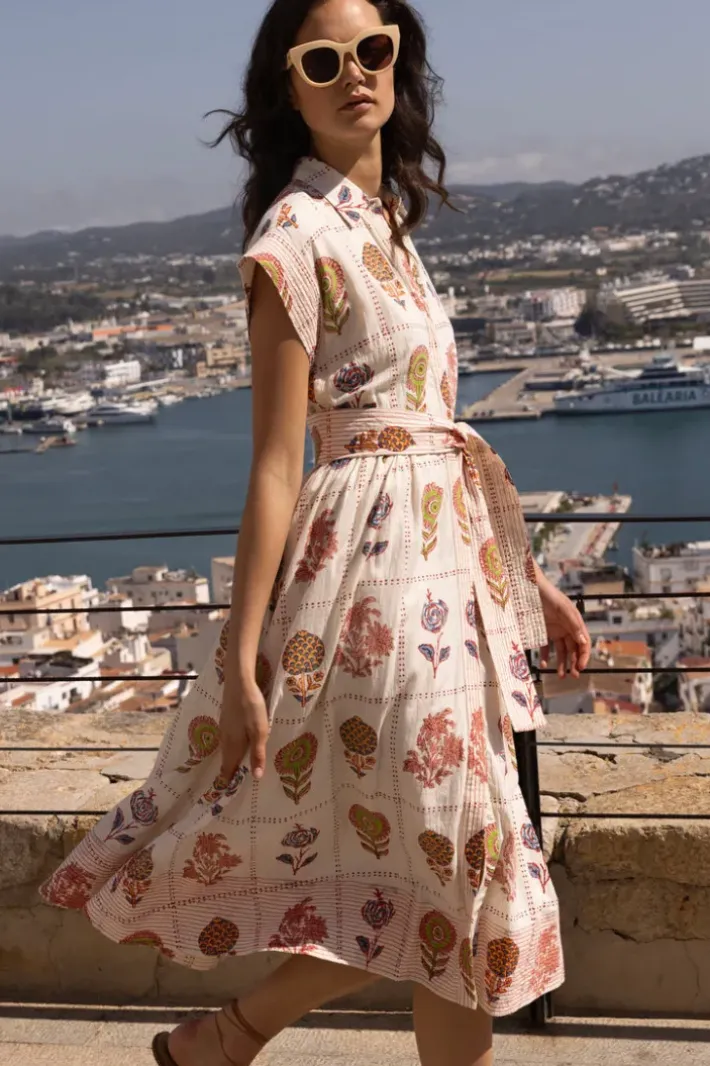 Outlet Belted Shirt Dress- Taormina Cream Maxis|Dresses