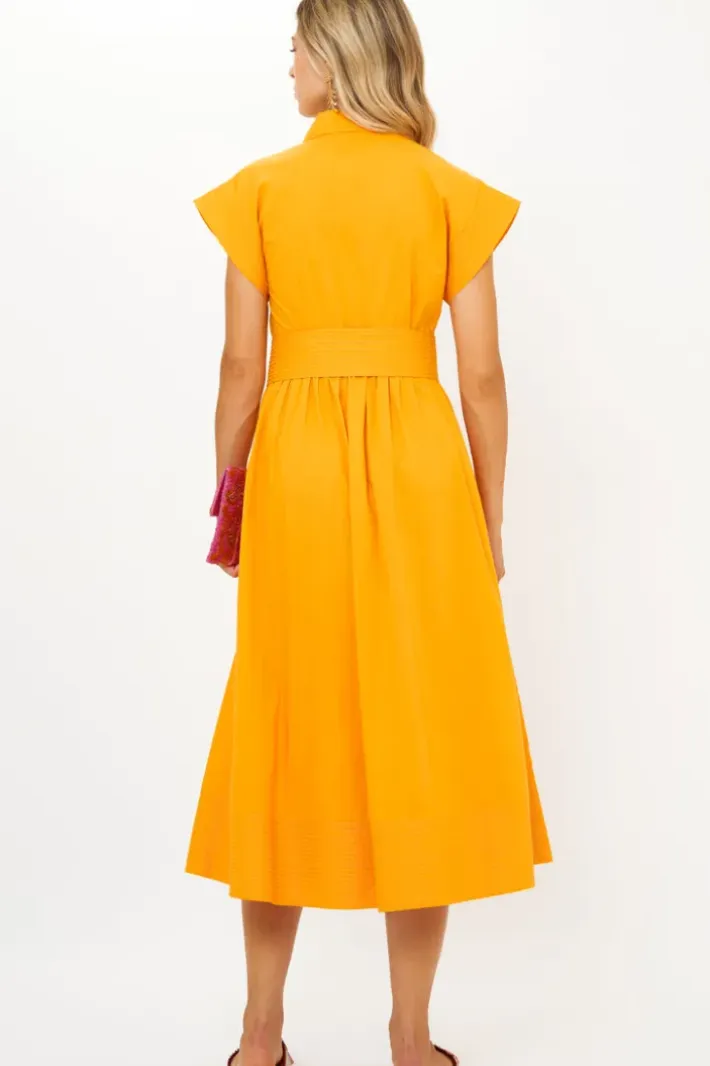 Outlet Belted Shirt Dress- Tuki Marigold Midis|Maxis