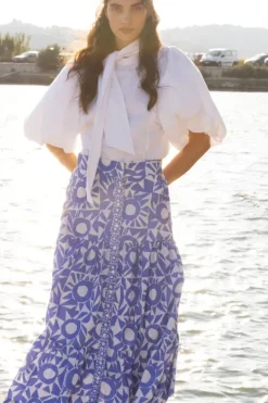 Hot Button Front Skirt- Eclipse Blue Skirts