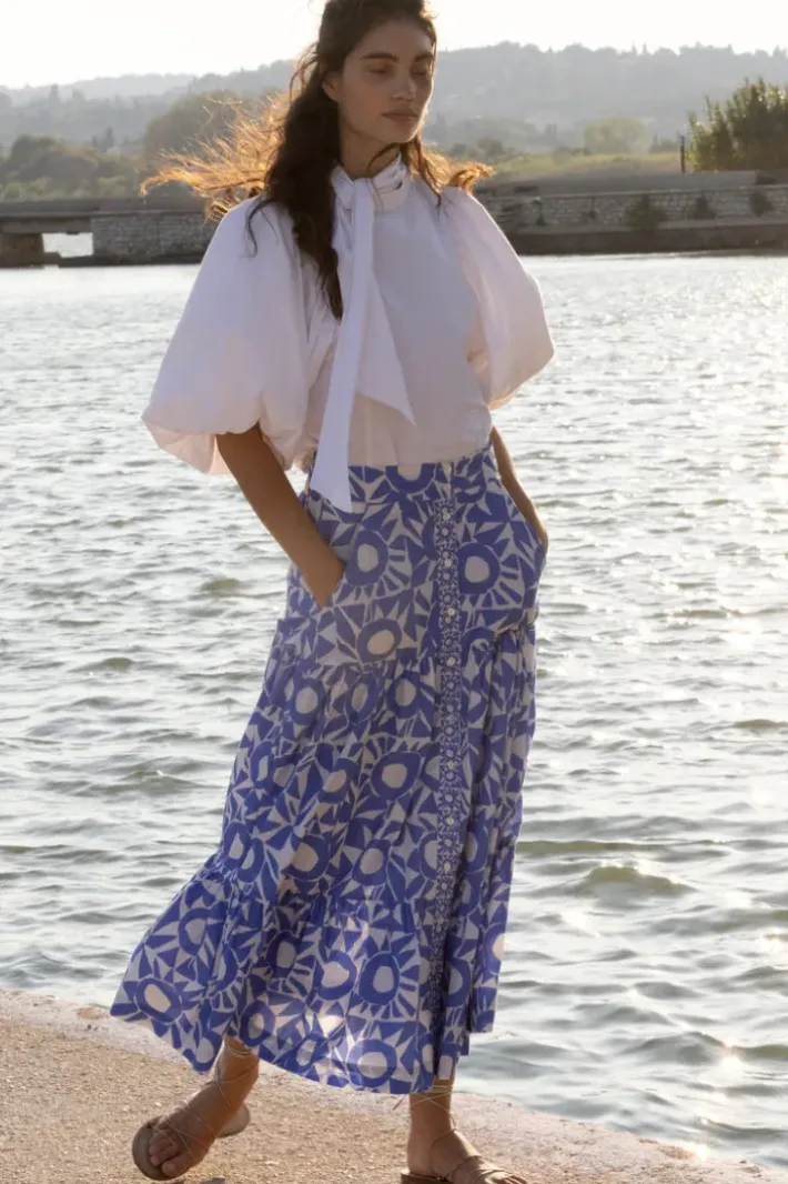 Hot Button Front Skirt- Eclipse Blue Skirts