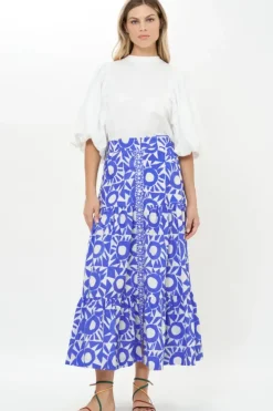 Hot Button Front Skirt- Eclipse Blue Skirts