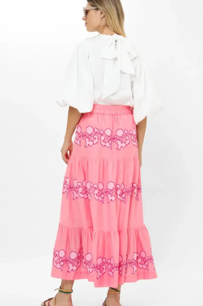 Clearance Button Front Skirt- Tangier Pink Skirts