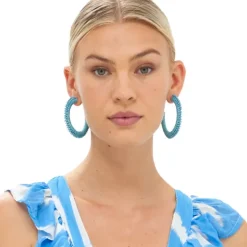 Online Cabana Hoops- Turquoise Accessories|Earrings