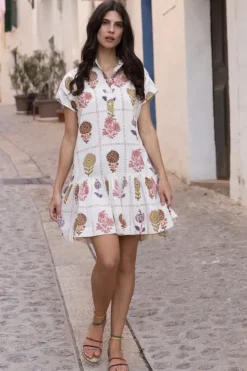 Cap Sleeve Mini- Taormina Cream Short & Mini Dresses|Dresses