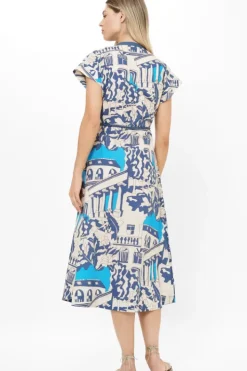 Sale Cap Sleeve Shirt Dress Midi- Roma Blue Midis|Dresses