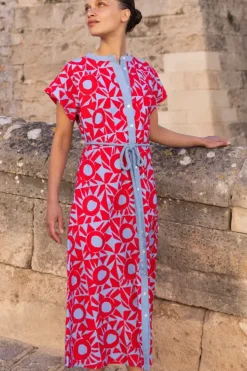 Online Cap Sleeve Shirt Dress Midi- Eclipse Red Midis|Dresses