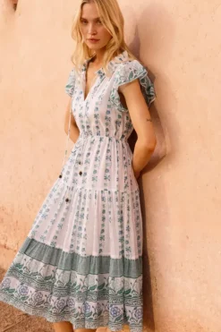 Best Cinched Flirty Midi- Boreggo Green Midis|Dresses