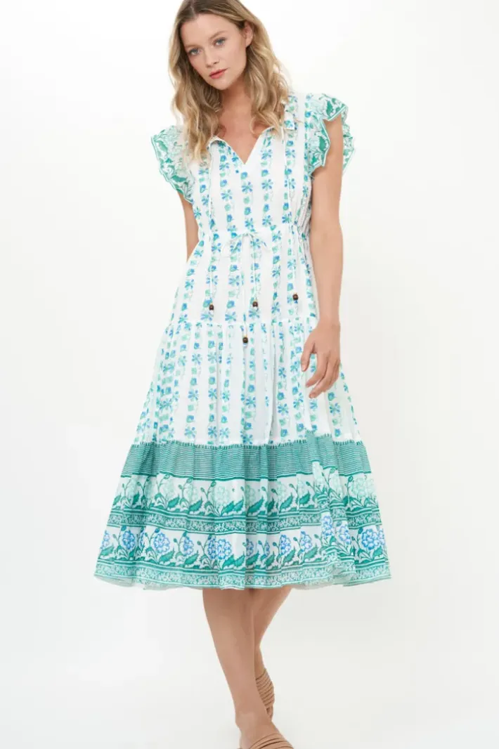 Best Cinched Flirty Midi- Boreggo Green Midis|Dresses