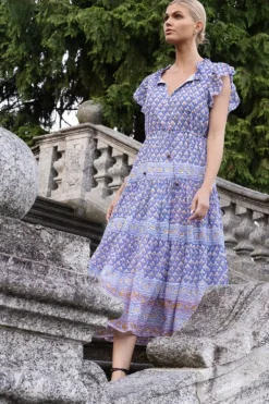 Clearance Cinched Flirty Midi- Clover Blue Midis